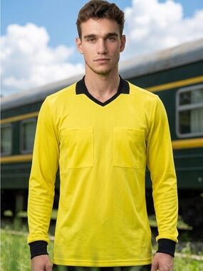 Adidas Referee Small Long Sleeve Soccer Jersey Yellow Shirt CV6321 $60